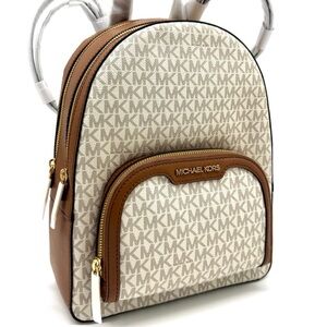 Michael Kors Jaycee Medium Signature Logo Backpack - Vanilla
